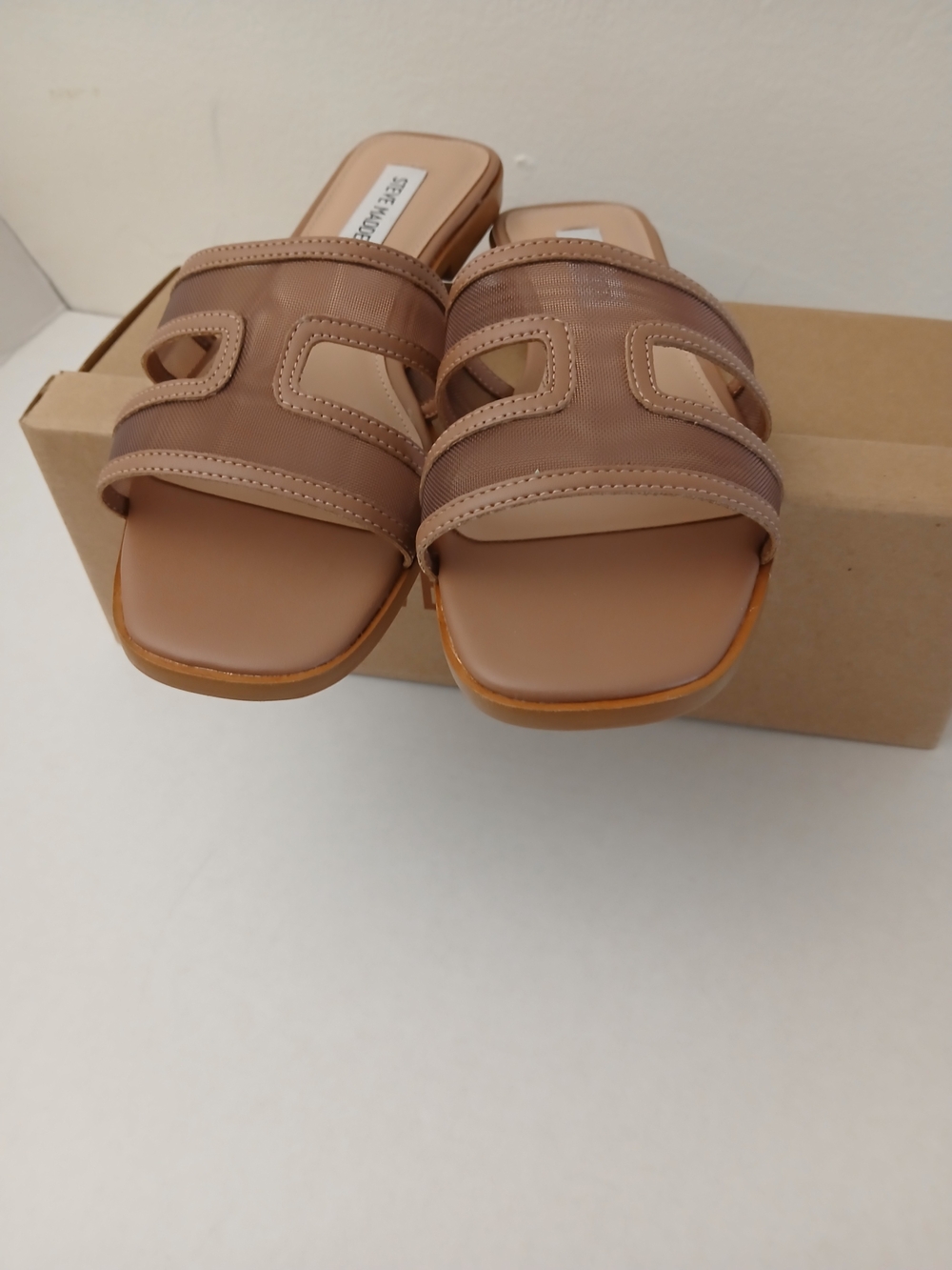 Steve Madden Nude/Tan Slide Mules with Mesh Straps New $25 - Picture 10 of 16
